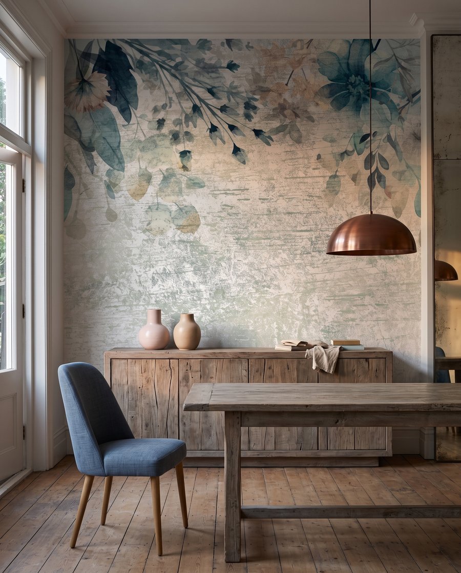 Flores azules sobre pátina — interior 7