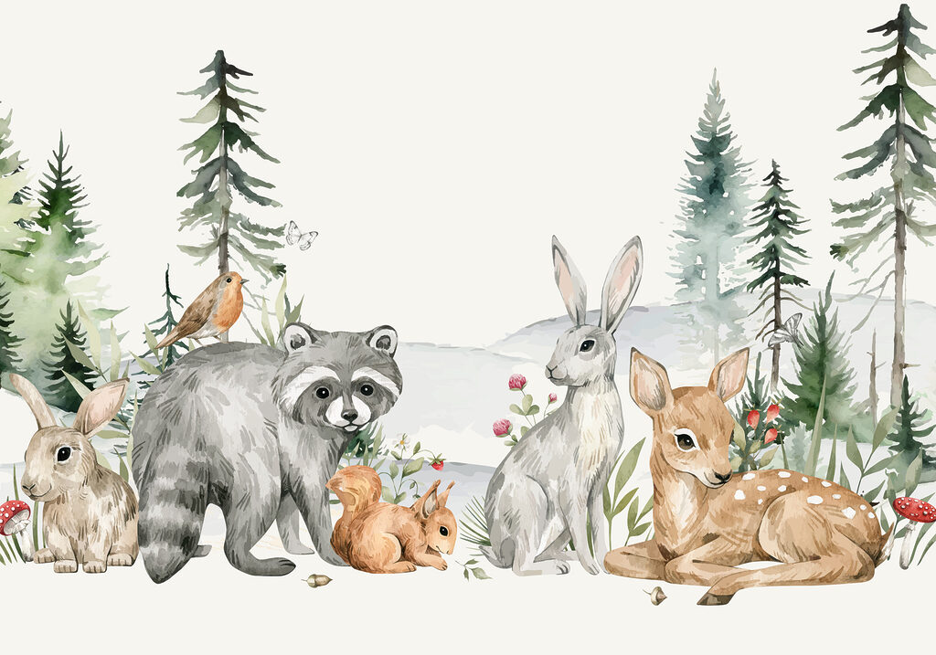 Animales jóvenes del bosque — diseño completo