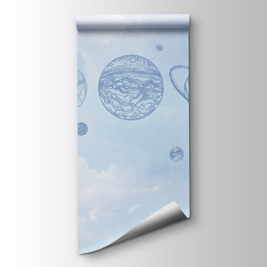 Planetas sobre nubes azules — vista del producto