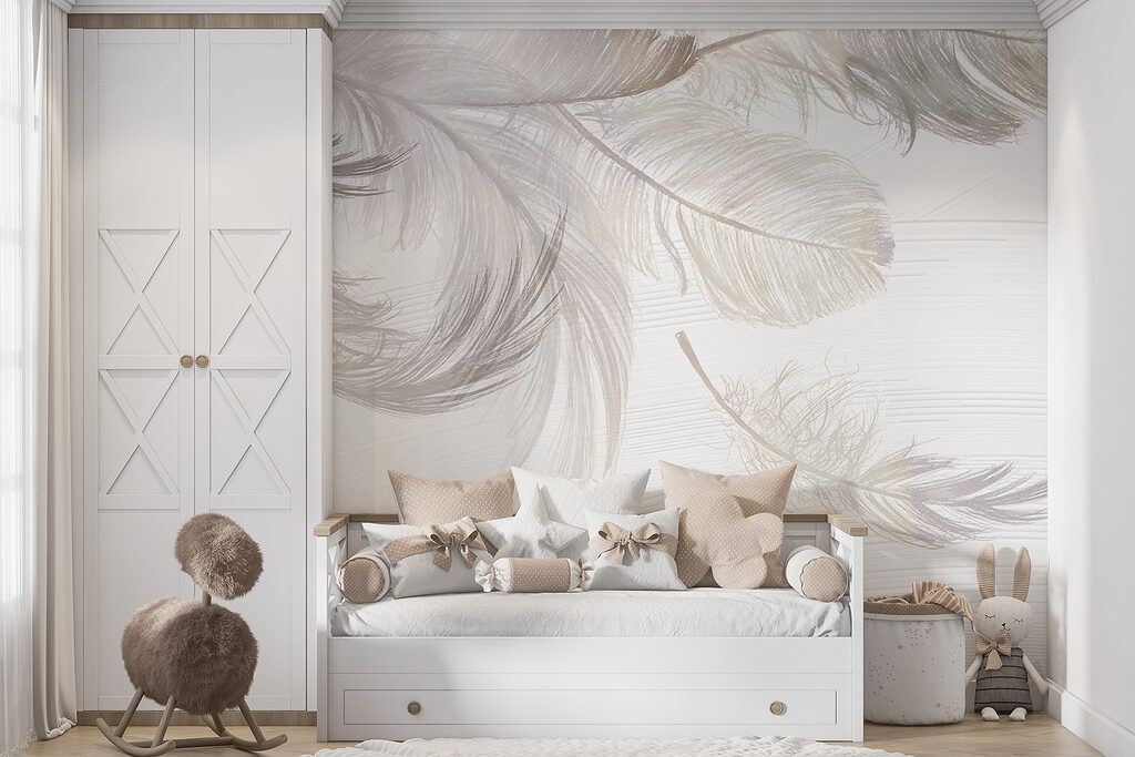 Plumas blancas flotando — interior 3