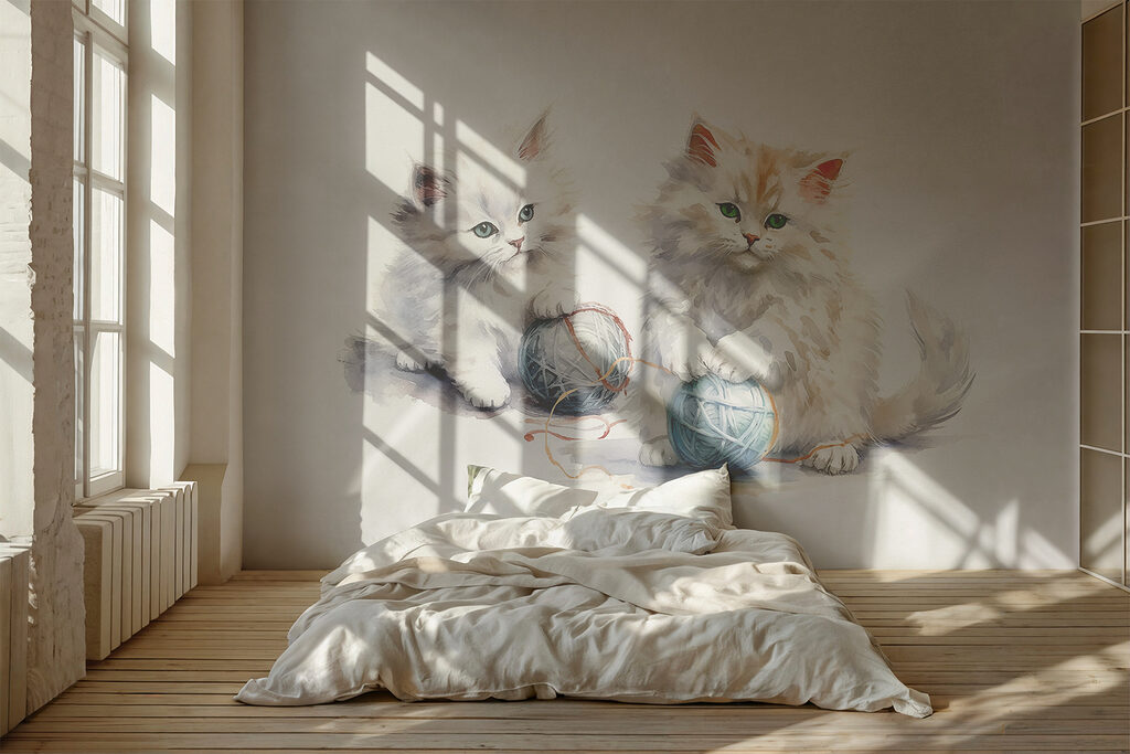 Dos gatitos con ovillos — interior 1