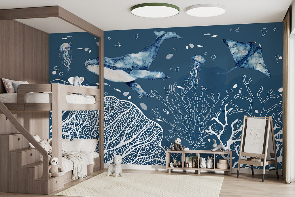 Ballena sobre coral blanco — interior 2