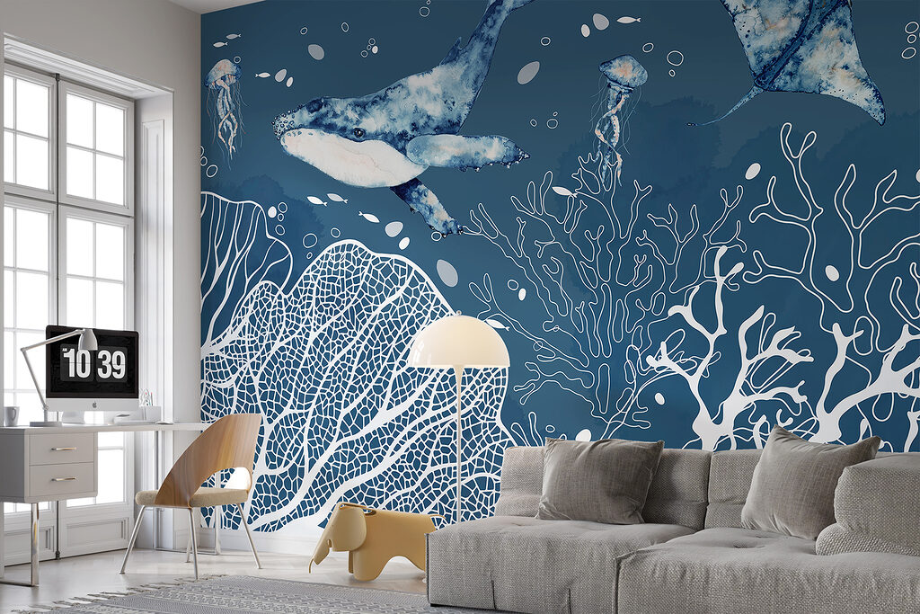 Ballena sobre coral blanco — interior 3