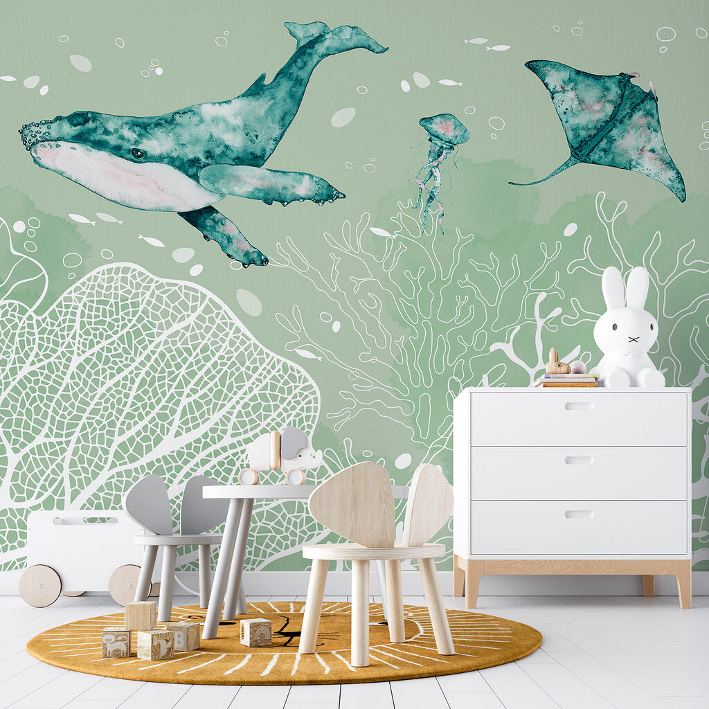 Ballena sobre coral blanco — interior 1