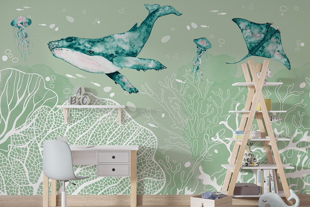 Ballena sobre coral blanco — interior 2