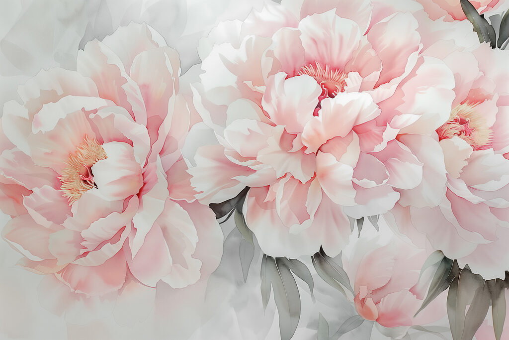 Peonías en tonos rosas — diseño completo
