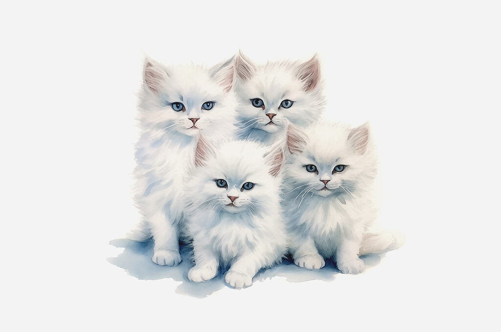 Gatitos blancos juntos — diseño completo