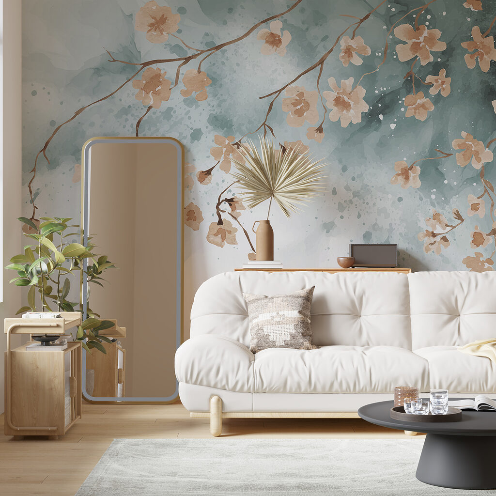 Flores albaricoque sobre azul — interior 3