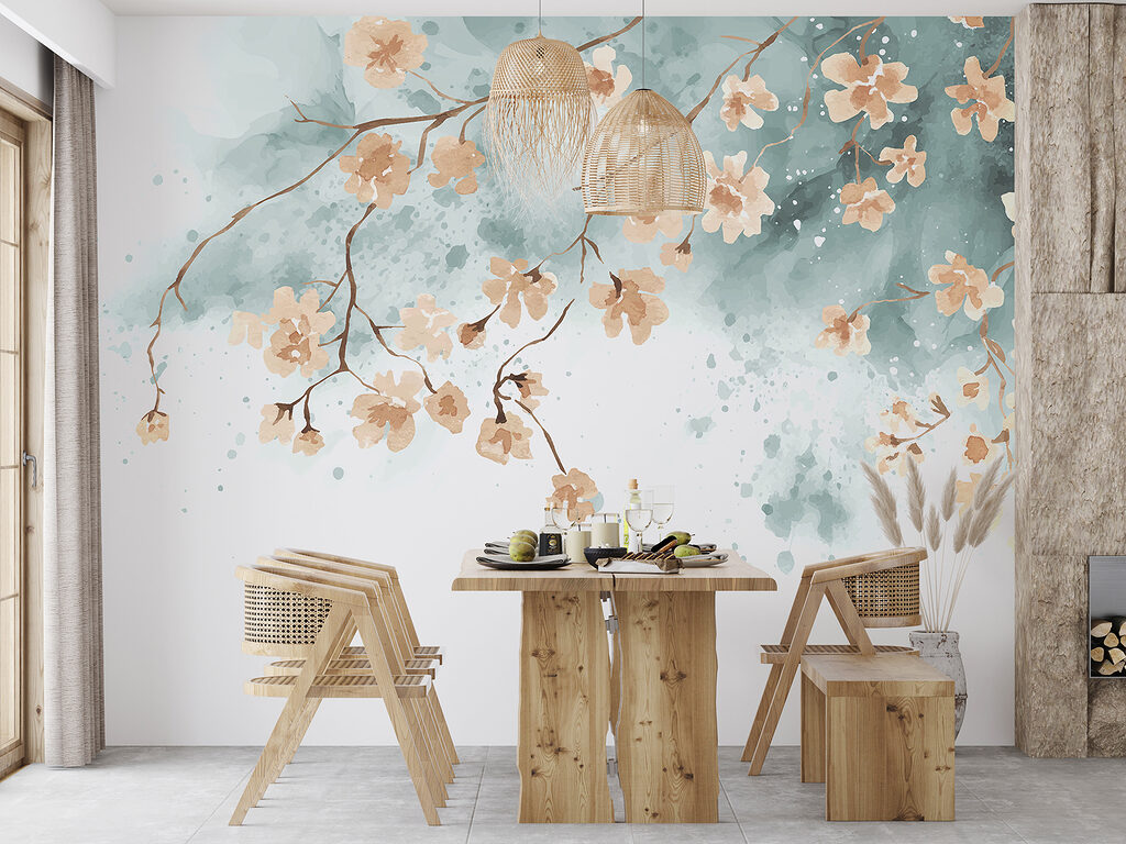 Flores albaricoque sobre azul — interior 5