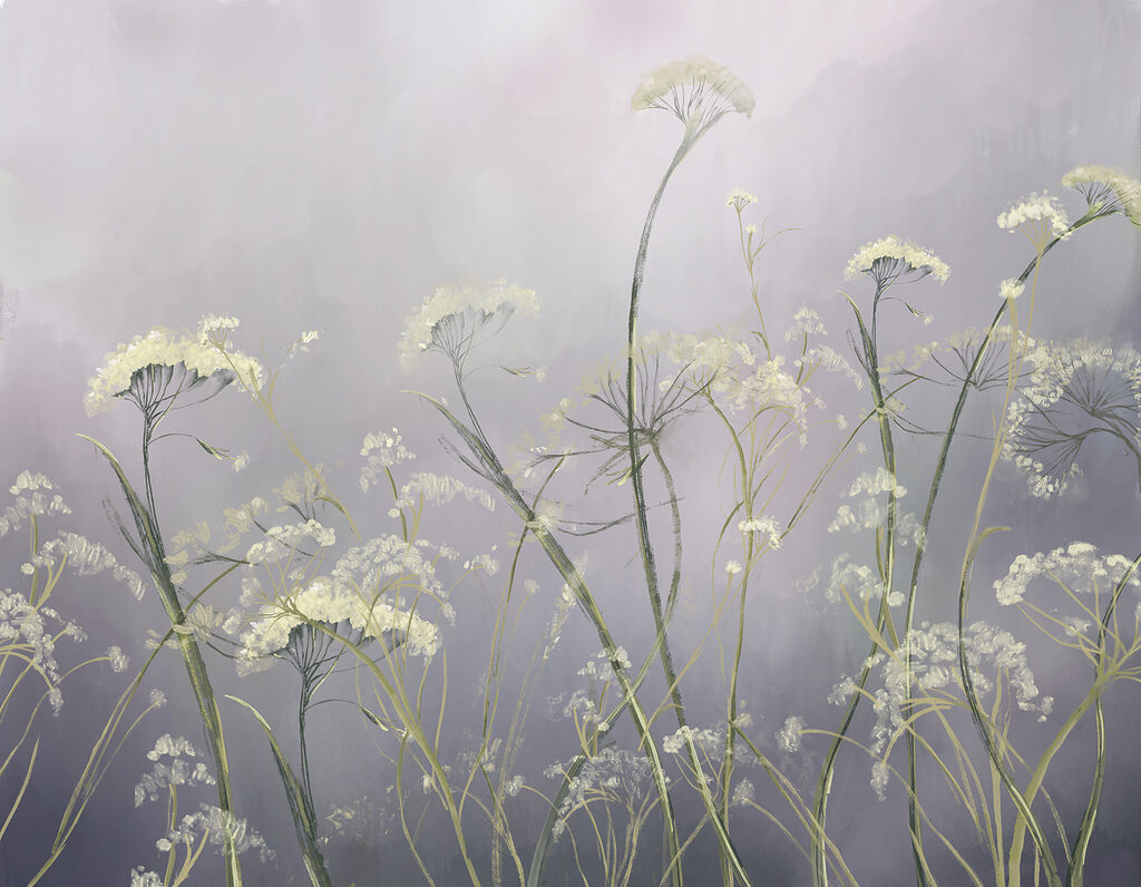 Flores entre la niebla — diseño completo