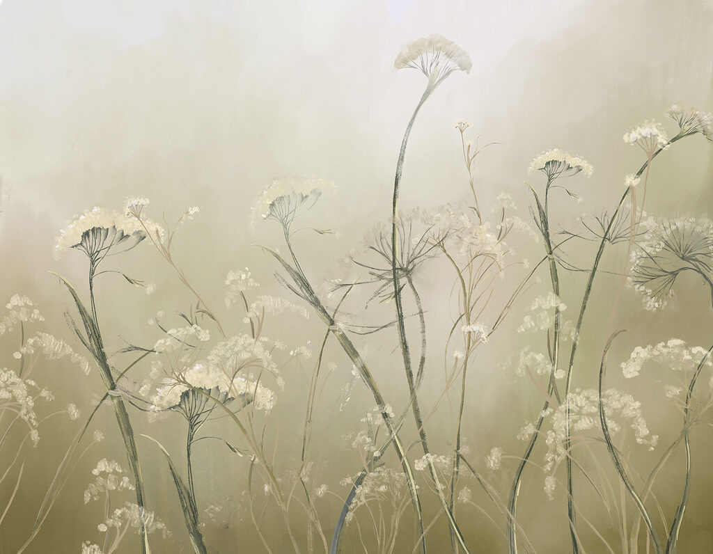 Flores entre la niebla — diseño completo