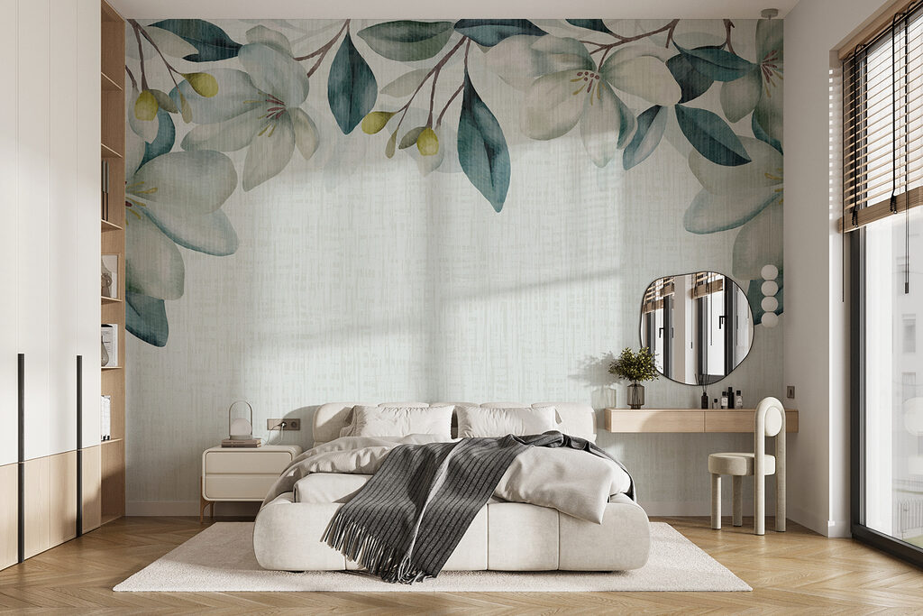 Ramas de magnolia en un interior