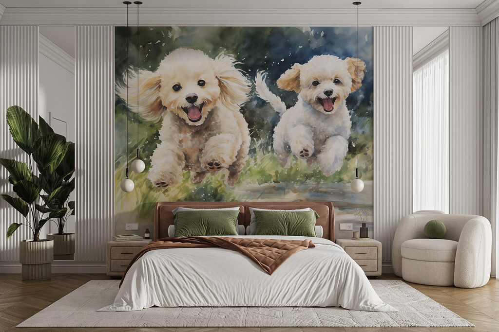 Dos perritos corriendo — interior 1