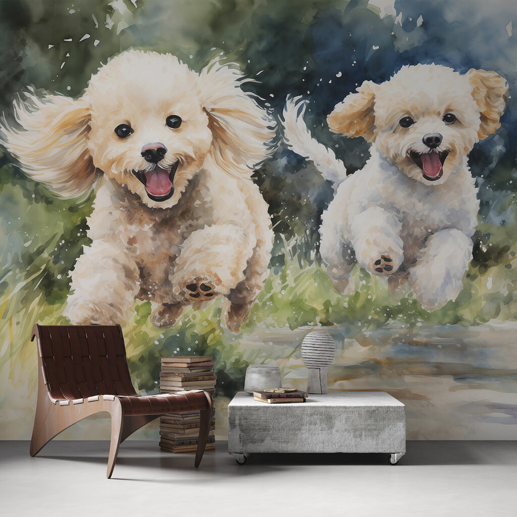 Dos perritos corriendo — interior 2