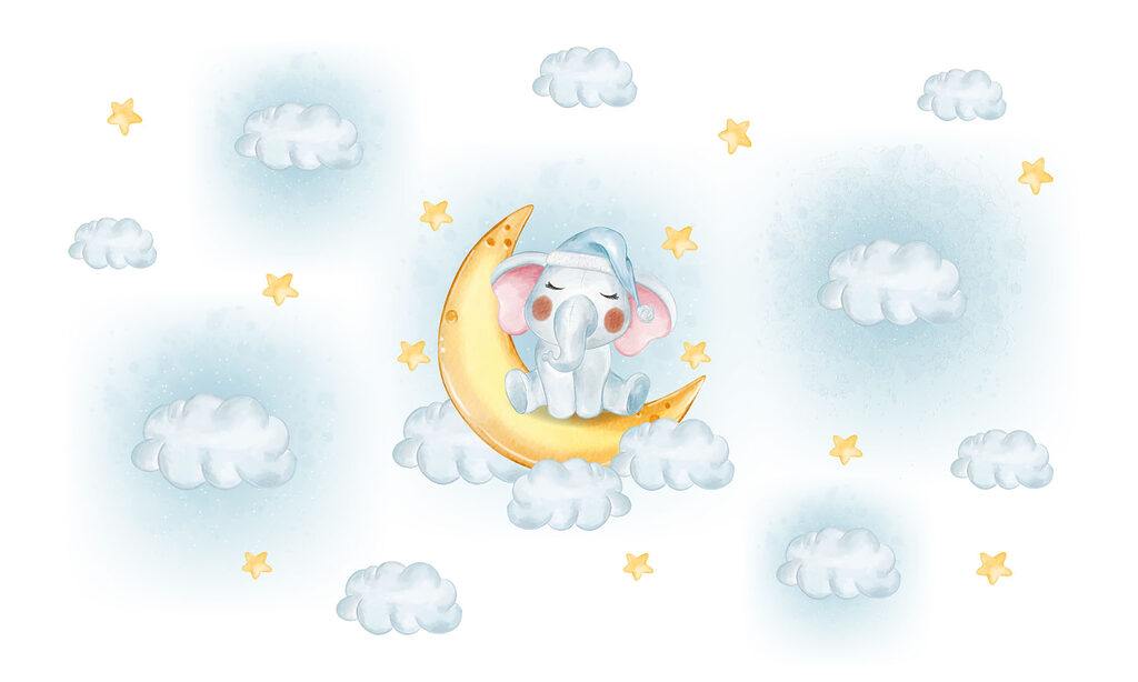 Elefantito en la luna — diseño completo