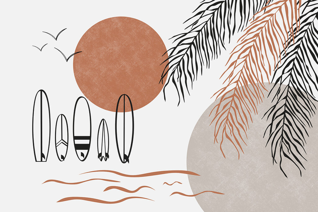 Surf bajo el sol — diseño completo