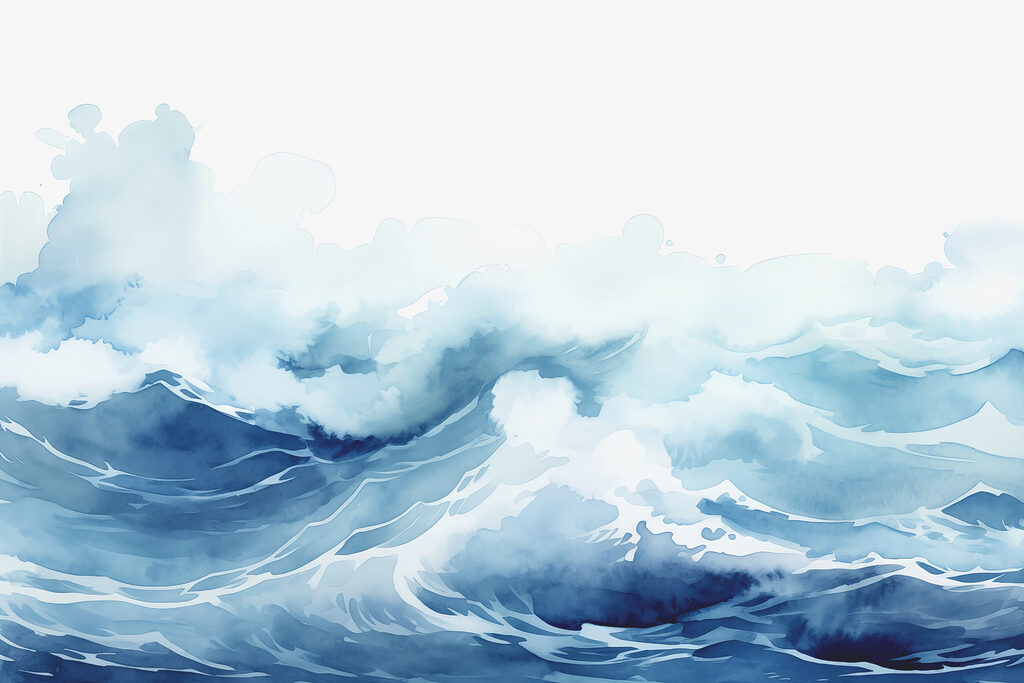 Olas azules en acuarela — diseño completo