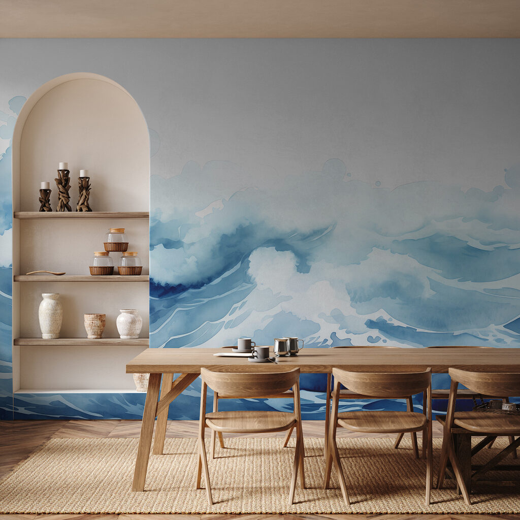 Olas azules en acuarela — interior 2