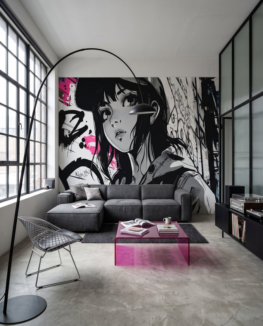 Chica entre signos negros — interior 3