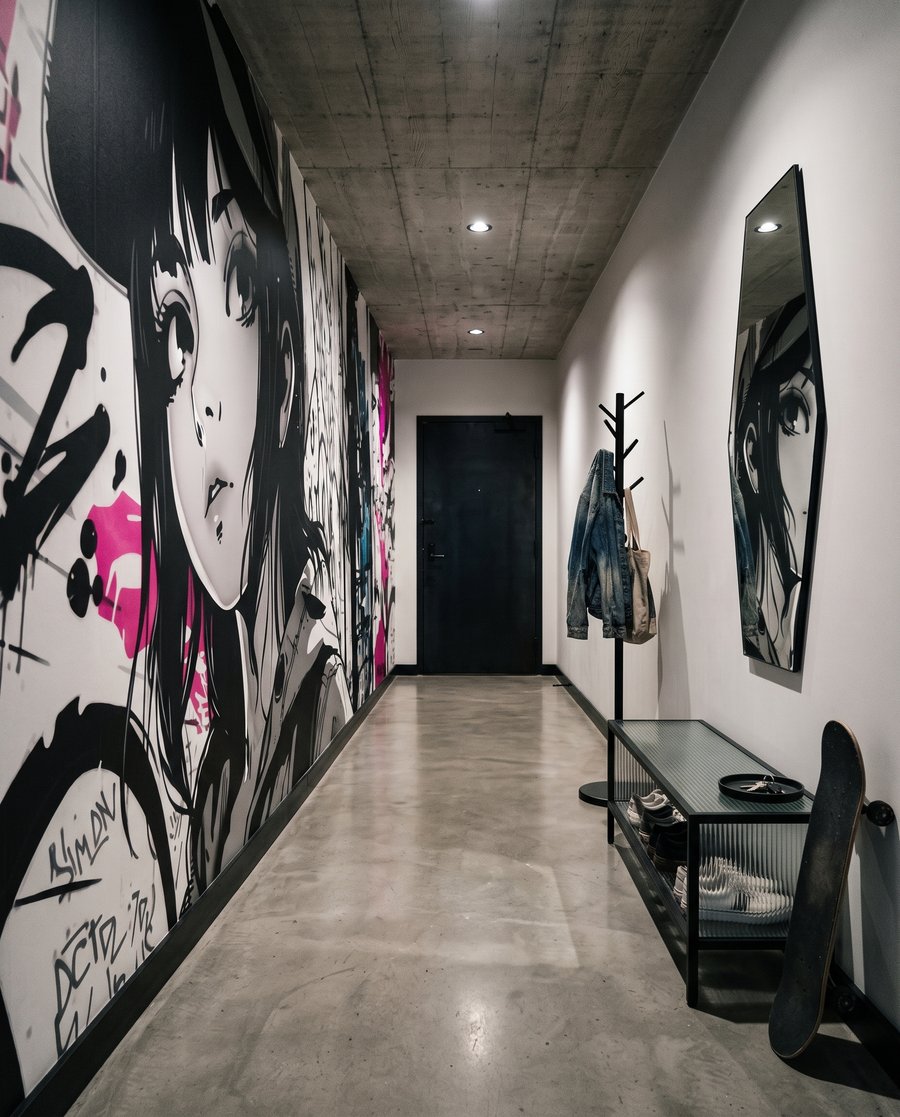 Chica entre signos negros — interior 5