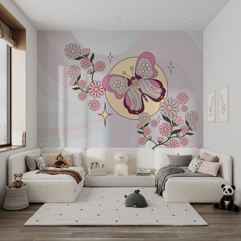 Mariposa sobre flores rosas — interior 5
