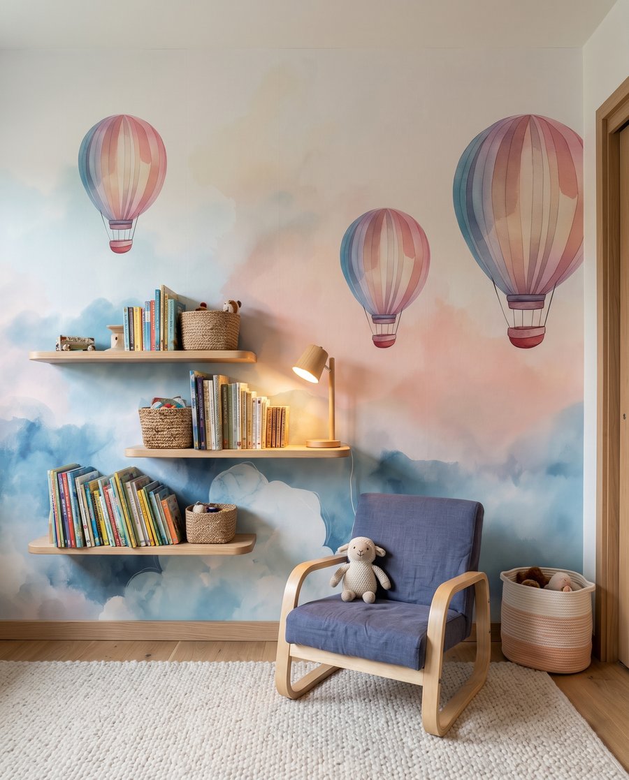 Tres globos sobre nubes — interior 6