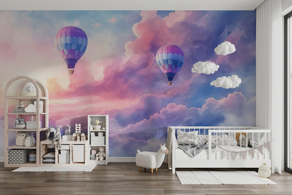 Globos sobre nubes rosas — interior 1