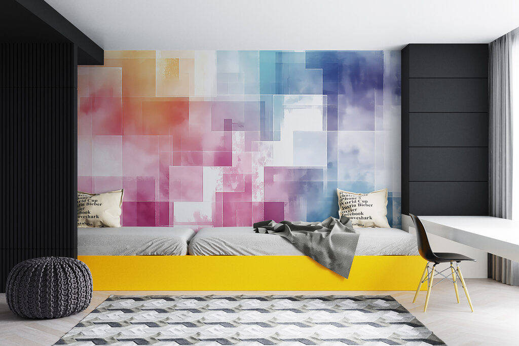 Cuadrados pastel nubosos — interior 1