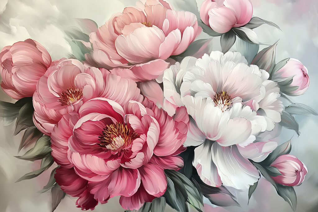 Peonías rosas llenas — diseño completo