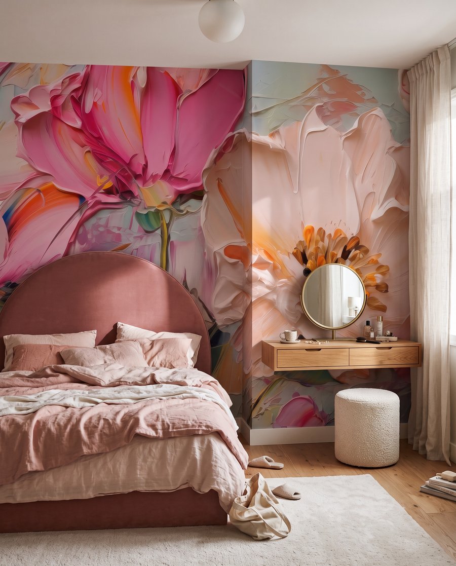 Flores rosas en trazos — interior 2