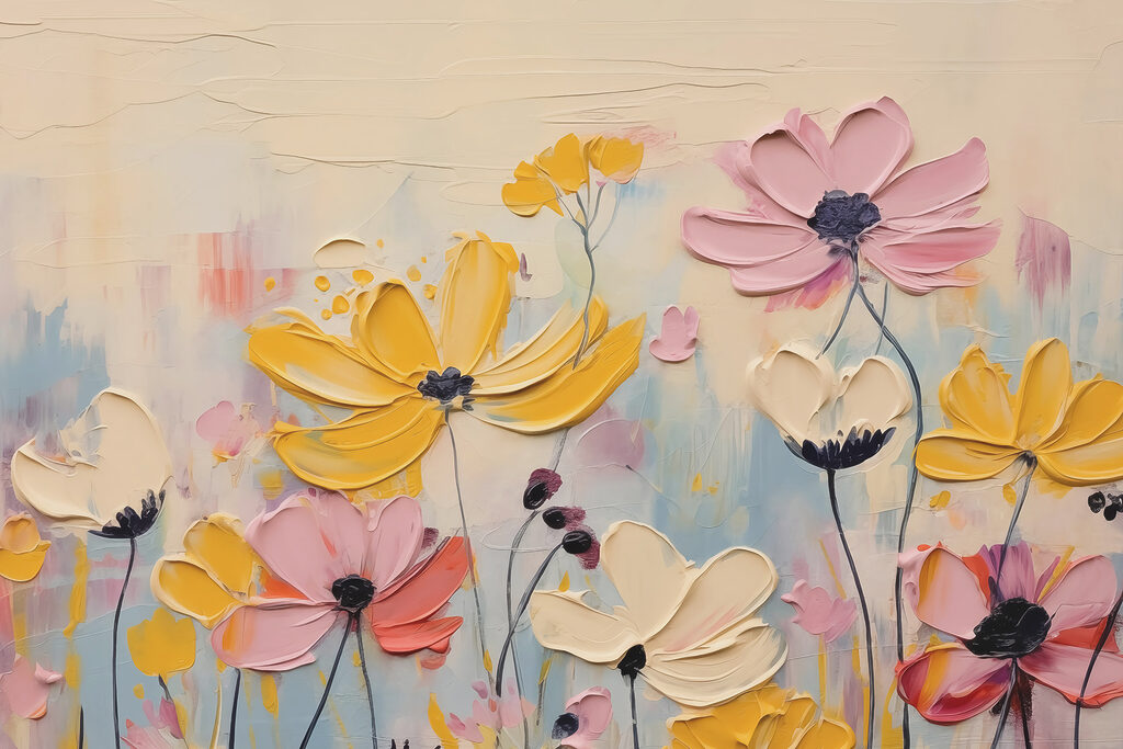 Flores en capas amarillas — diseño completo
