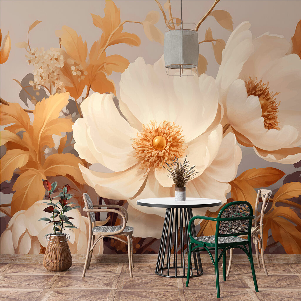 Flores entre hojas ocres — interior 1