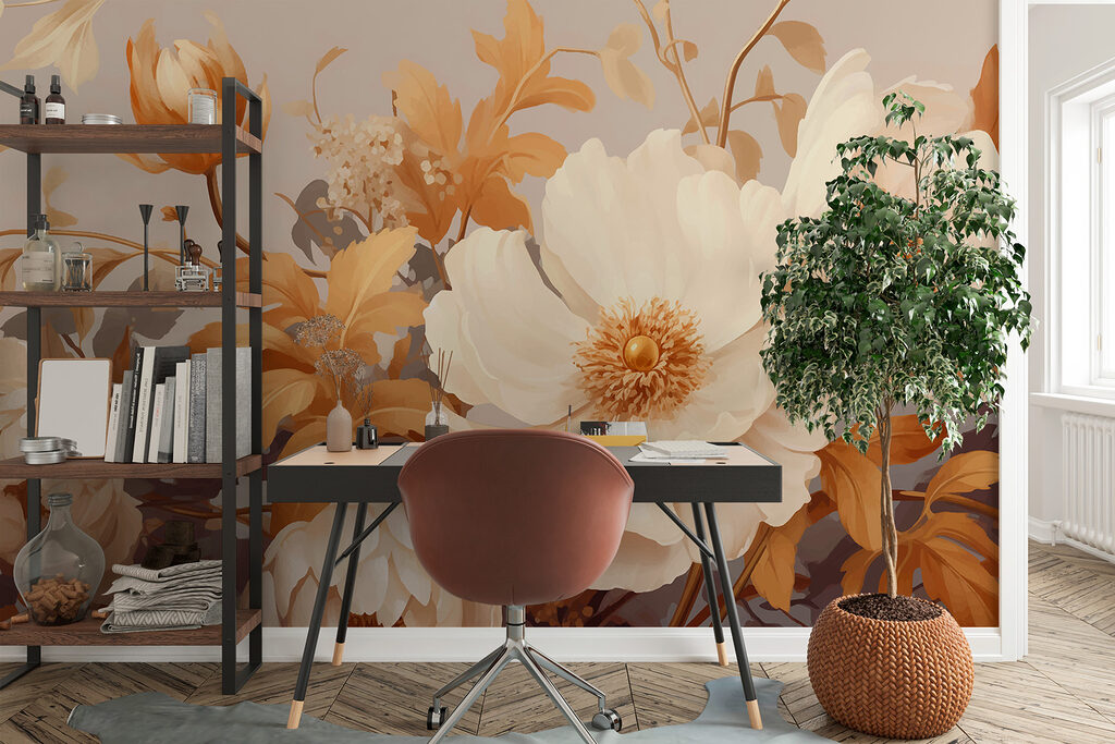 Flores entre hojas ocres — interior 2