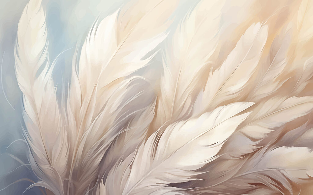 Plumas crema pastel — diseño completo