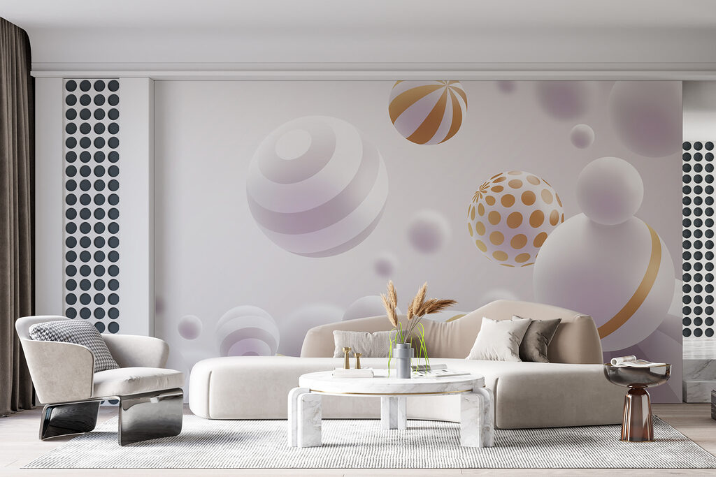 Esferas blancas y doradas — interior 1