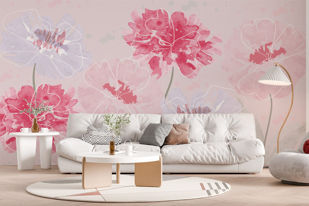 Flores rosas, contorno claro — interior 2