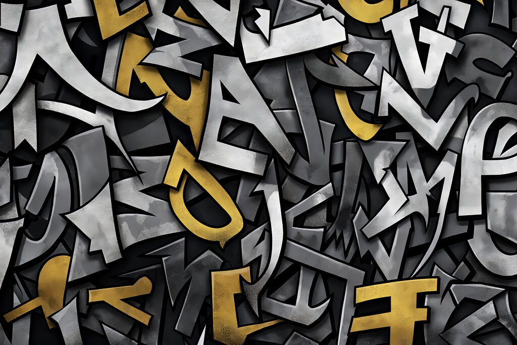 Letras en capas oscuras — diseño completo