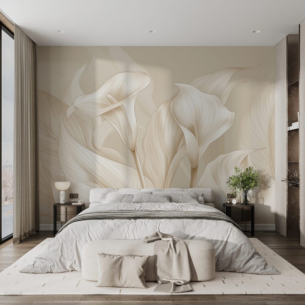 Cálices blancos entre hojas — interior 1