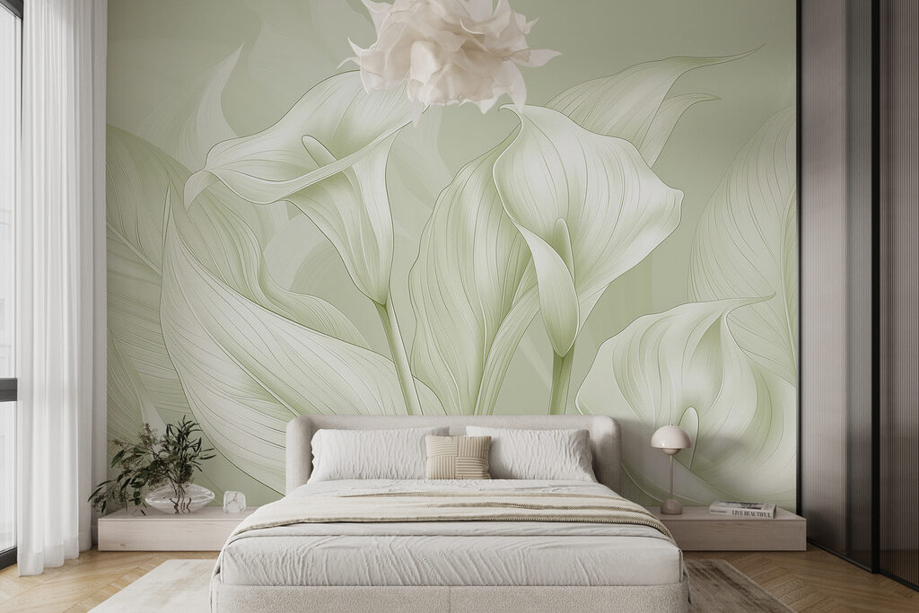 Cálices blancos entre hojas — interior 1