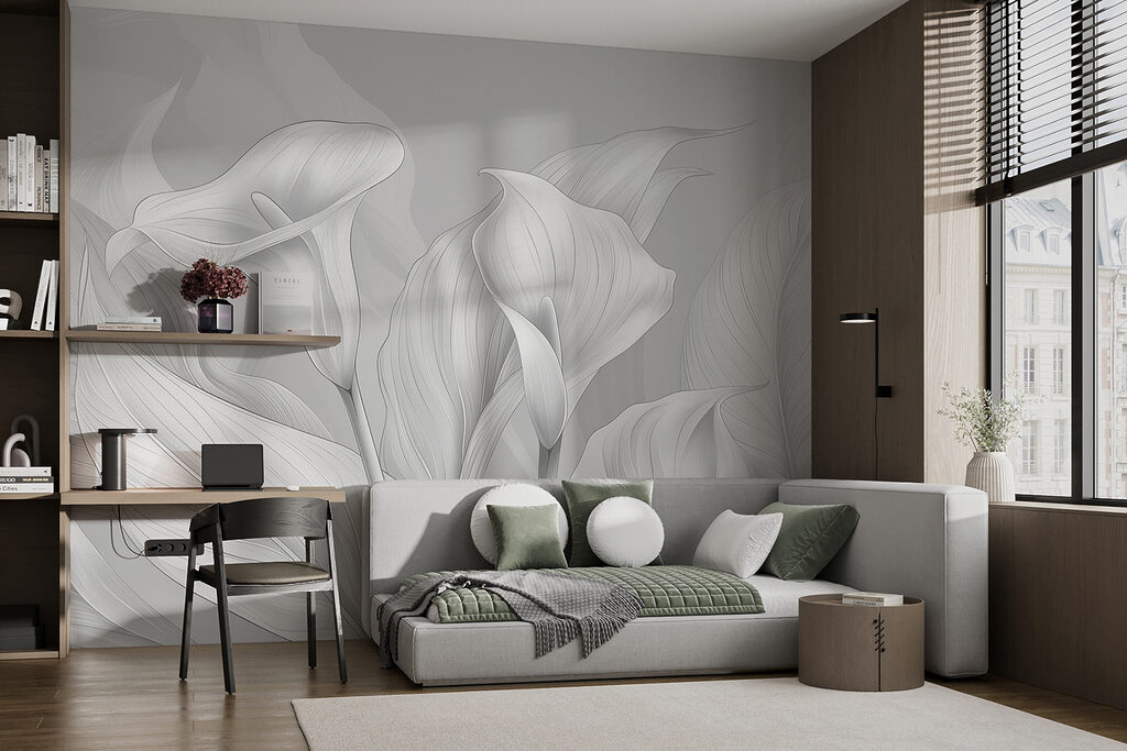 Cálices blancos entre hojas — interior 1