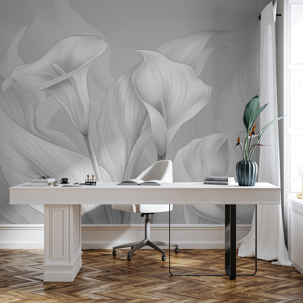 Cálices blancos entre hojas — interior 2