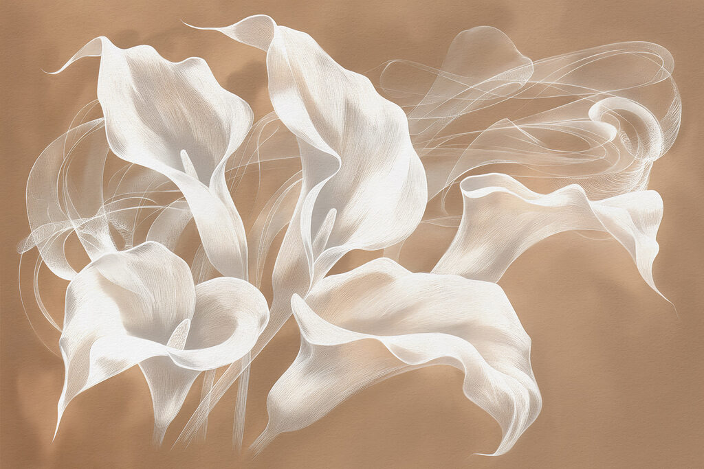 Callas blancas en curvas — diseño completo