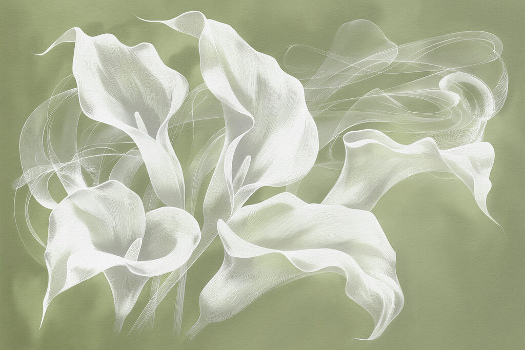 Callas blancas en curvas — diseño completo