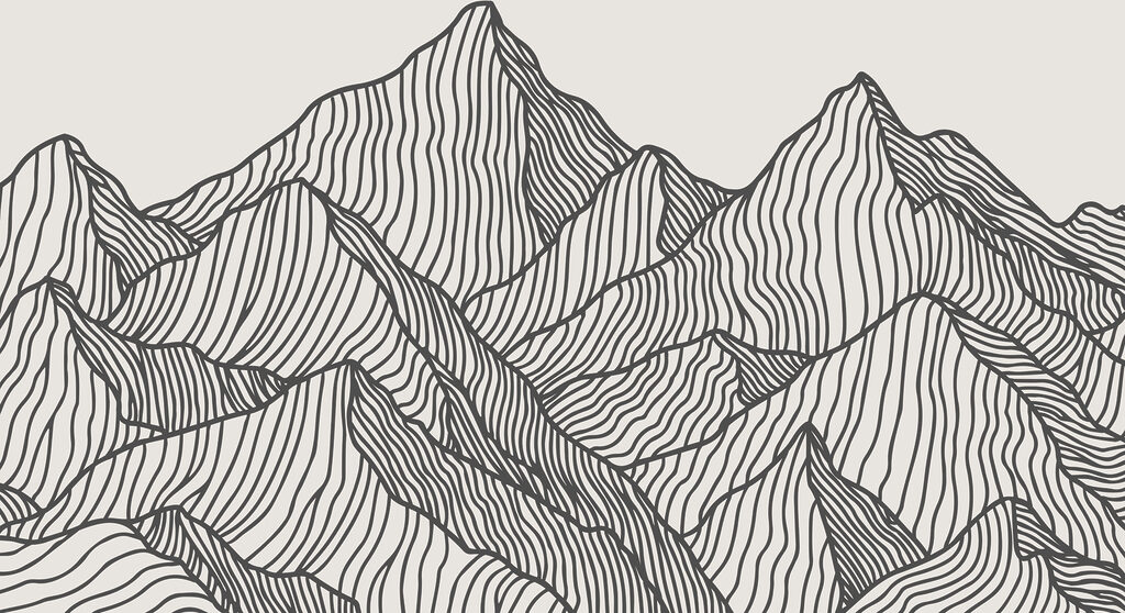 Montañas de líneas finas — diseño completo
