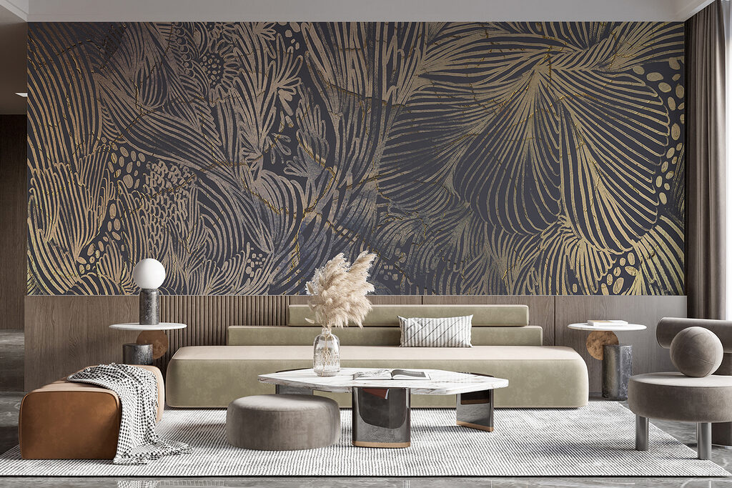 Hojas doradas sobre antracita — interior 4