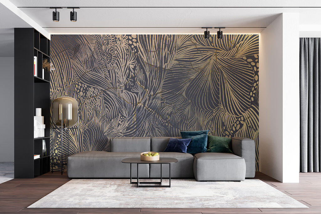 Hojas doradas sobre antracita — interior 6