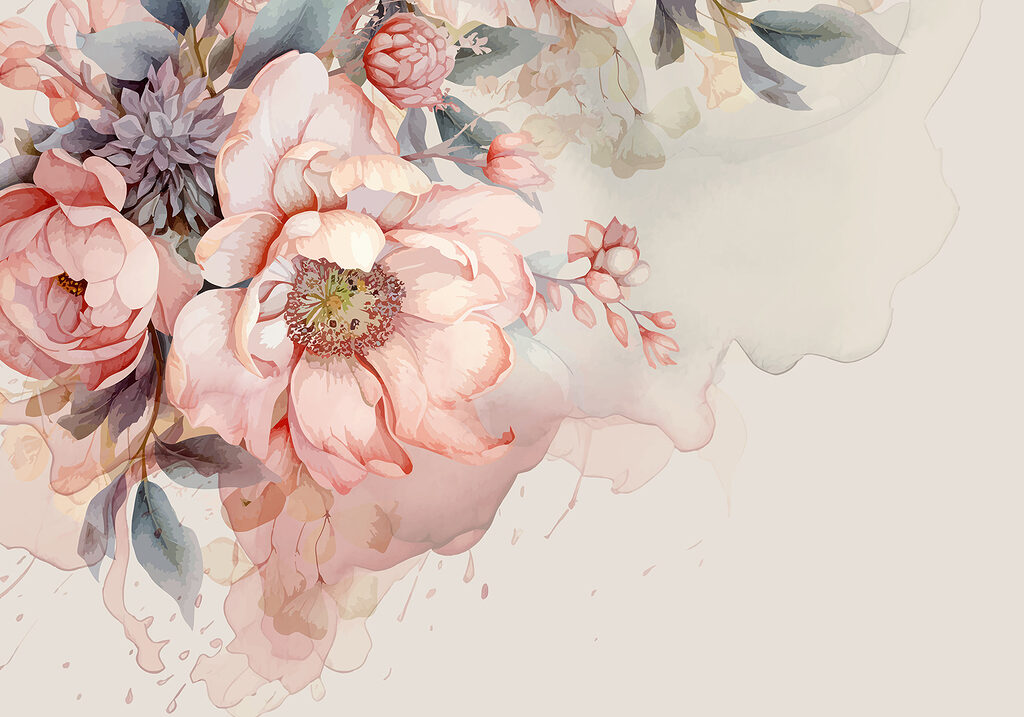 Rosas sobre beige suave — diseño completo