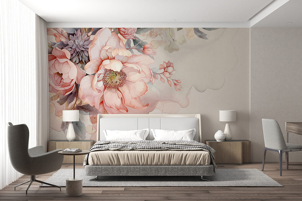 Rosas sobre beige suave en un interior