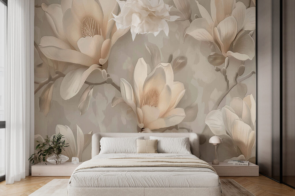 Magnolias en relieve cálido — interior 1