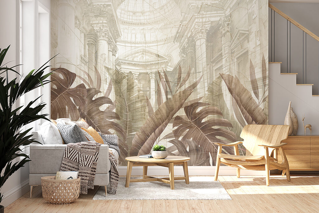 Hojas y arquitectura dibujada — interior 6